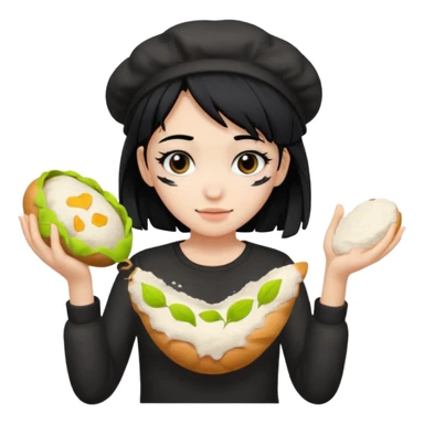 Emo girl making bread sticker
