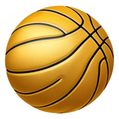 a golden basketball with classic black lines, shiny gold metal texture sticker