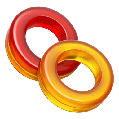 emoji de 2 gomitas en forma de aro una colo rojo y otra amarillo de muy gruesas  sticker