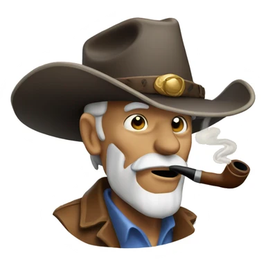 old man cowboy hat smoking pipe sticker