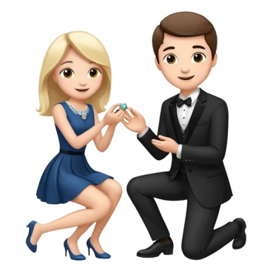 🧎‍♂️‍➡️💍💃 a boy parposing a girl and the boy on his knee and give him ring girl stand after him and shing sticker