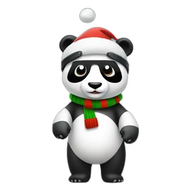 full body christmas panda in vr headset sticker