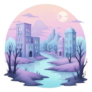 Ghostly Pastel Black Green Greyish Spectral Gloomy Dusky Dystopian Apocalyptic Aesthetic Scenery Deco sticker