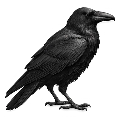 black raven, digital illustration sticker