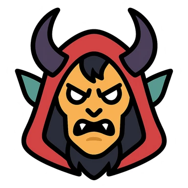 color outline icon of Umbralma from Baldur's Gate 3 with angry expression sticker