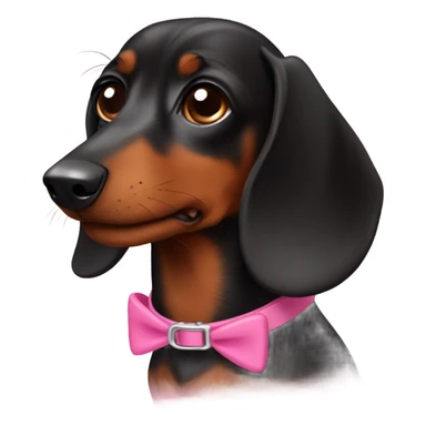 Black brown Daschund with pink colar sticker