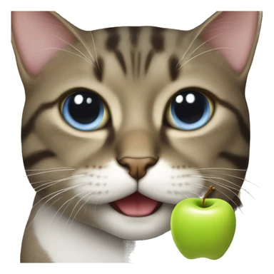 Cat with apple in its mouth sticker