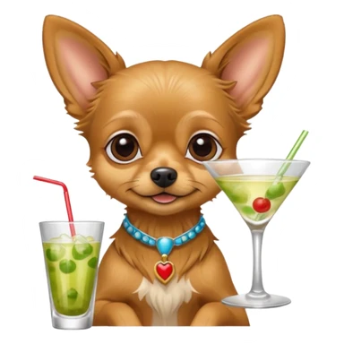 Yorkie Chihuahua mix drinking a martini sticker