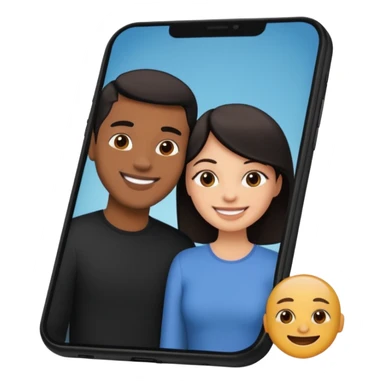 couple photo inside phone screen  sticker