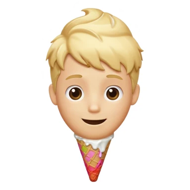 boy with blonde ice cream haircut doing idk shurg smiling sticker
