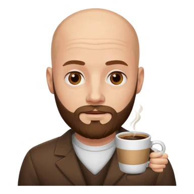 men with coffee no hair, beard sticker