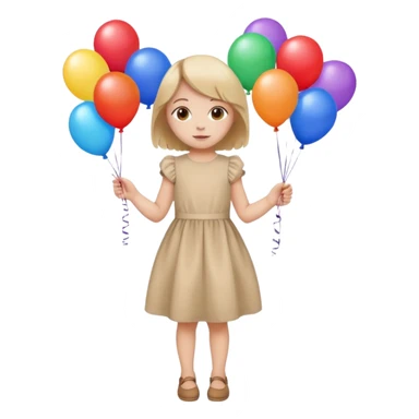 birthday small  girl in biege  + baloons sticker