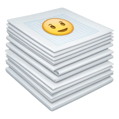 neatly stacked bundle of A4 white sheets, squared edges, slight shadowing, soft lighting, subtle shadows, emoji scale sticker