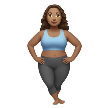A plus size woman in a lunge yoga pose. She has light skin, brown straight hair, and brown eyes.  sticker