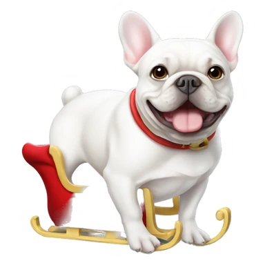 White French bulldog sitting in Santa’s sleigh sticker
