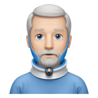 Older man with a full beard, a medical neck brace, and blue eyes. sticker