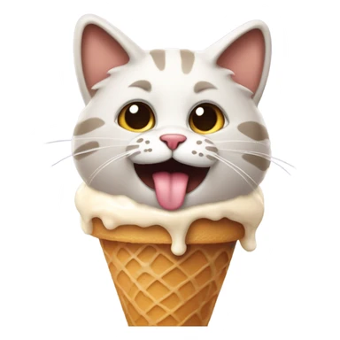 a cat licking ice cream sticker