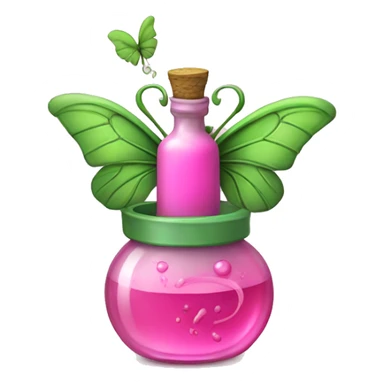 Pink potion with green vines wrapped around it with a pink butterfly sitting on top sticker
