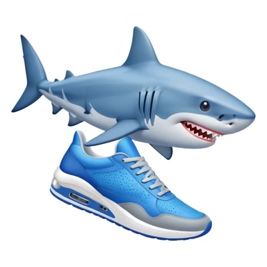 Un tiburon con zapatillas azules sticker