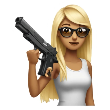una chica con unas gafas de sol y una pistola sticker