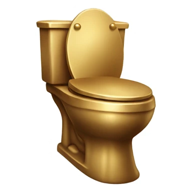 Golden toilet with brown smudges on the seat sticker
