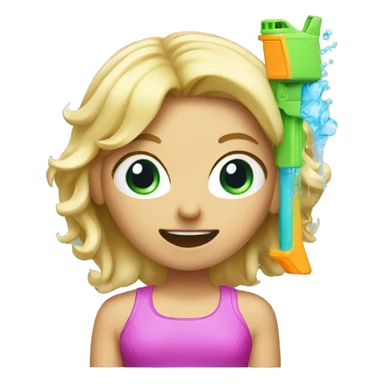 Blonde girl shoots her head with a water gun  sticker