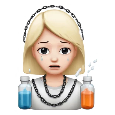 sad crying with black and chains and salt in front of them with pill bottles sticker
