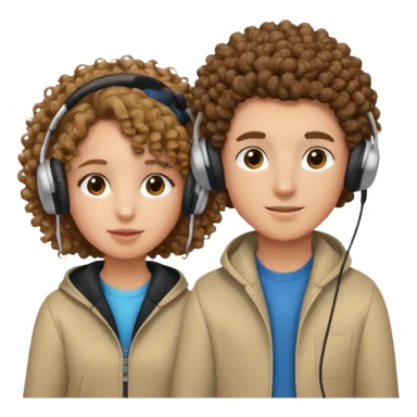 curly haired with headphones in girl and boy sticker