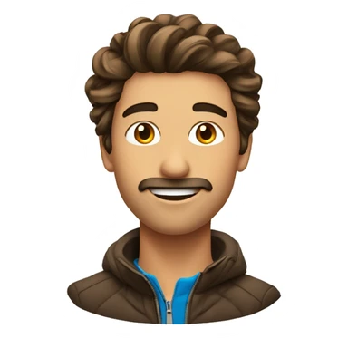 Homme cheveux brun fesant du ski sticker