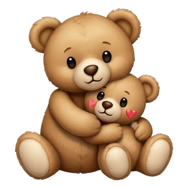 Teddy hugging another teddy with hearts sticker