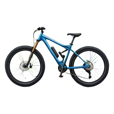 An icon featuring a mountain bike parked at the summit of a mountain, overlooking a vast mountain range and winding trail below. The backdrop includes rugged peaks, rolling hills, and a clear blue sky, with the sun casting warm light on the scene. Transparent background emphasizes the adventure. sticker