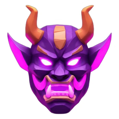 ONI MASK purple color eyes glowing neon japanese low poly 3d sticker