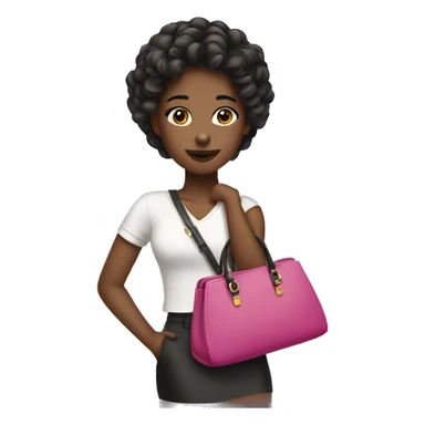 a girl wearing a lot of makeup holding a handbag sticker