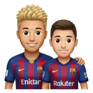 Prime noodle hair ronaldo and prime 2012 messi Smiling in one Photo and make it realistic Ronaldo wearing Number 7 With Madrid and Messi wearing number 10 with barca  sticker