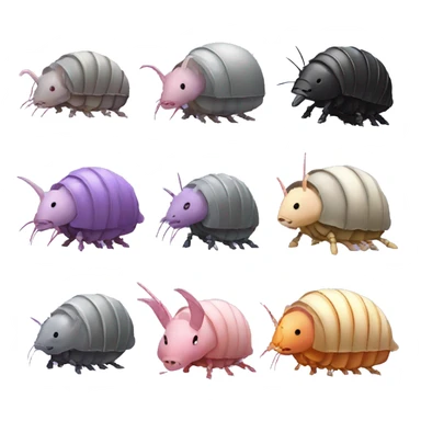 Lavender gray Pig armadillo isopod lobster shrimp pig armadillo darth Vader face sticker