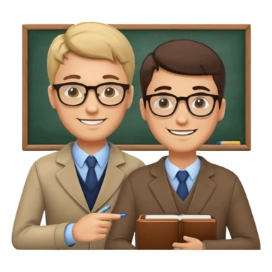 male teacher helping student sticker