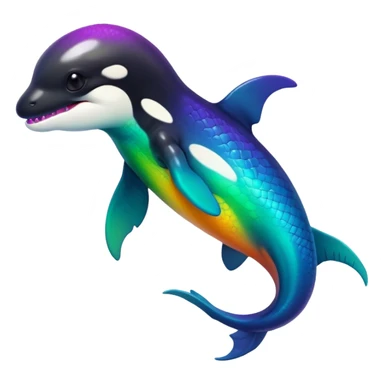 white blacks colorful gradient shiny glossy Fakémon-Digimon-orca-reptile-dragon-lizard-creature-hybrid (full body) sticker
