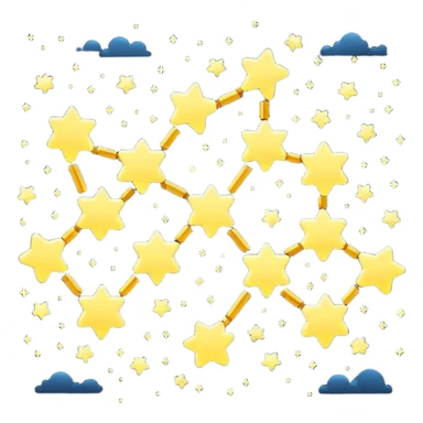 Pixel art icon of a glowing constellation made of connected stars, symbolizing knowledge paths and courses. 
Minimalistic, clean pixel style, soft glow, readable at small size, centered, no background, designed for dark UI.
 sticker