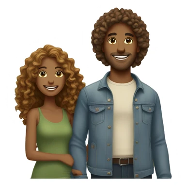happy couple outdoors in sunshine male with long curly hair sticker