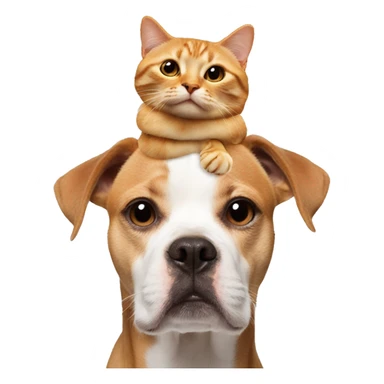 cat on dogs head  sticker