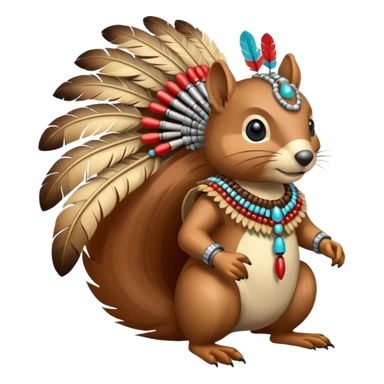 Full Robotic squirrel wearing native American regalia with feathers and beads sticker