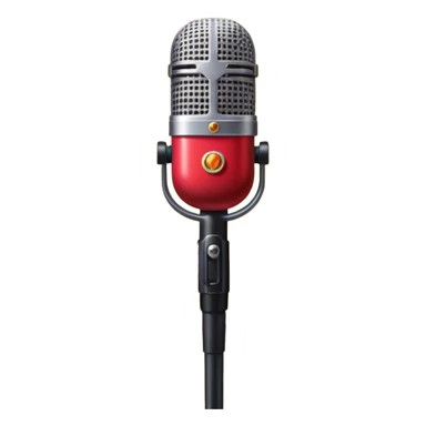 Create a vibrant and dynamic emoji that represents pop vocal performance without people. The design should feature a close-up of a classic stage microphone (retro-style) with a lanyard, set against a stage background. Add concert lighting, a celebratory salute of confetti or fireworks in the background, and musical notes forming a ribbon, symbolizing the performance and creativity of pop vocals. Include subtle elements like a formal stage costume to emphasize the professional aspect. Use bright, bold colors like gold, red, and neon to reflect the energetic and glamorous nature of pop vocal performance. The background should be transparent. sticker