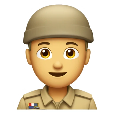 soldier saluting with desert uniform wearing beige beret sticker