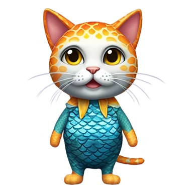 Cat wearing a fish costume  sticker