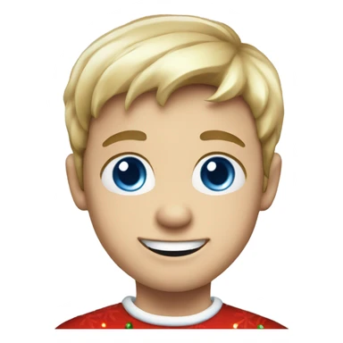 smiling boy with blue eyes in Christmas outfit sticker