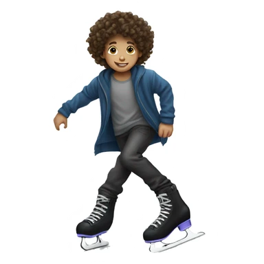 brunette curly haired boy skating sticker