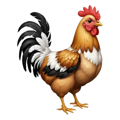 chicken with body covered every feathers is a mix of black and white color, full body   sticker