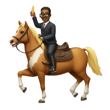 Corn dog riding a horse with glasses on sticker