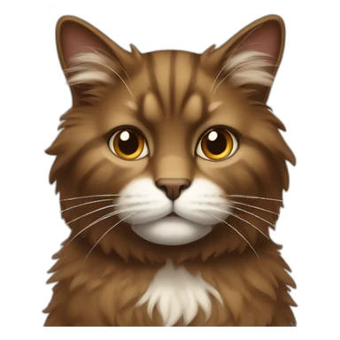 strict brown fluffy cat with a white muzzle completely sticker