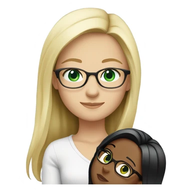 Blonde girl with green/blue eyes and glasses hugging brunette no glasses and brown eyes both white sticker